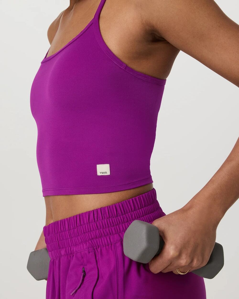 Vuori AllTheFeels Tank 2.0 in magenta, 74$